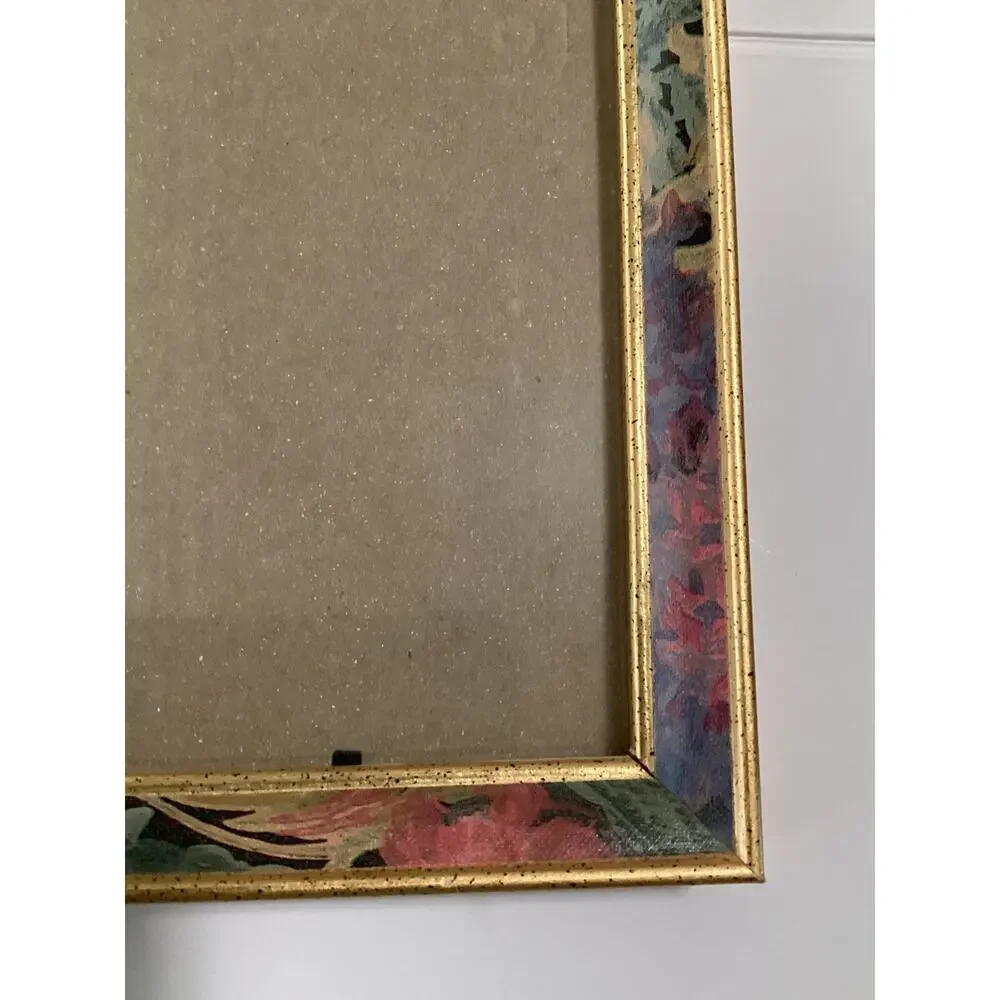 Vntg Gold & Marbled Colorful Floral Pic Frames 8x10 5x7